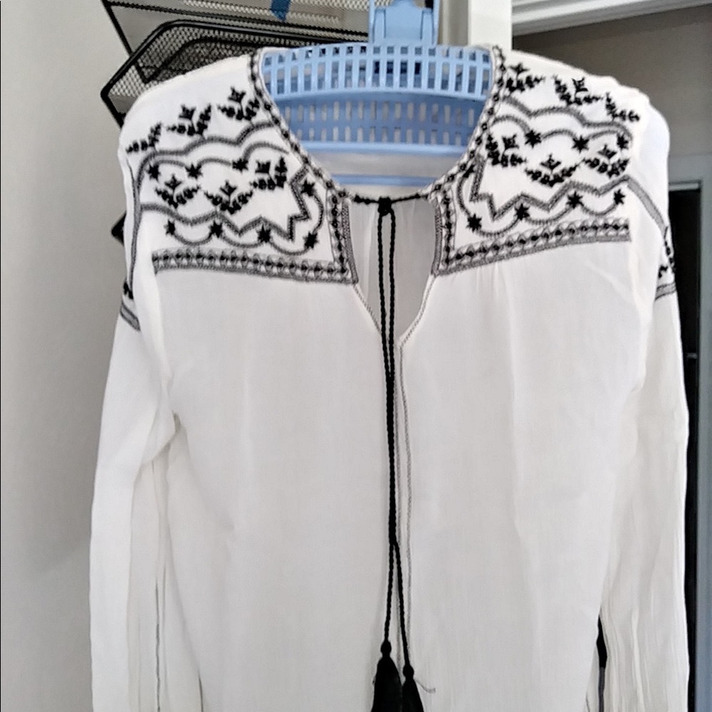 Flowing embroidered rayon blouse